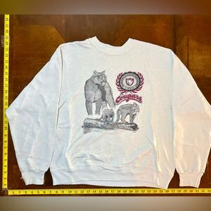 Vintage 80s White Washington State University Cougars Graphic crewneck Sweater